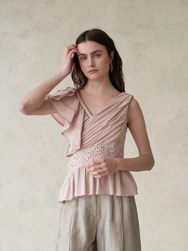 Asymmetric sleeveless blouse_light pink - CAHIERS - Modalova