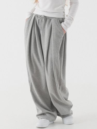 Double pleated deep wide sweat pants (Melange) - PIANER - Modalova