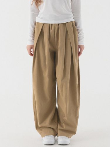 Double pleated wide BANDING cotton pants (dark bei - PIANER - Modalova