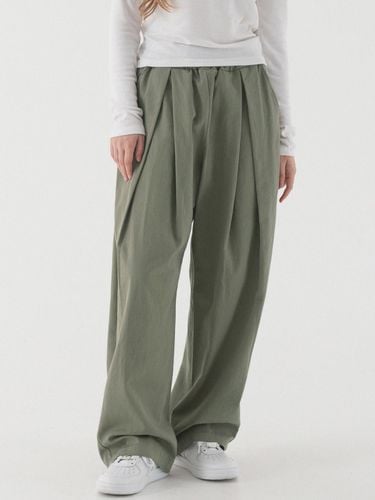 Double pleated wide banded cotton pants () - PIANER - Modalova