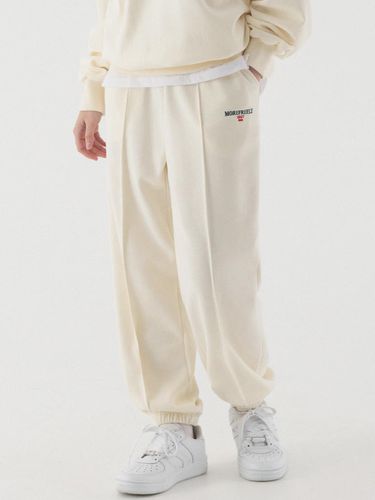 Slogan pintuck jogger sweatpants (cream) - PIANER - Modalova