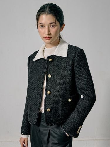 R24LRJK009] May Spangle Trimming Tweed Jacket - racoco - Modalova