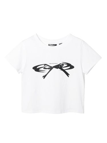 W Cropped Ribbon Half T Shirt - White - OPENING PROJECT - Modalova