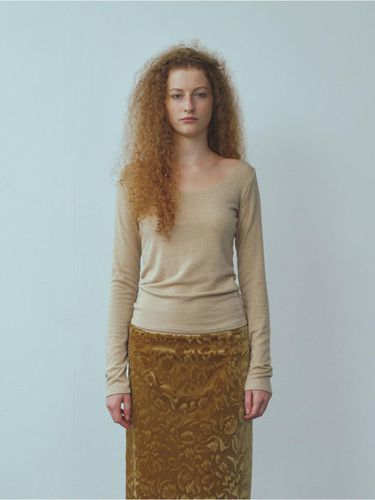 Wool Back Scoop Neck T shirts (Beige) - REPOS - Modalova