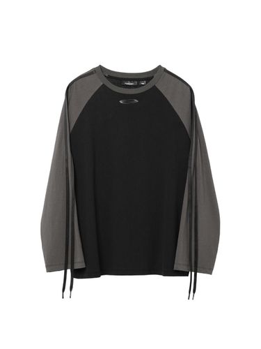 W Ribbon Tape Raglan Sleeves T Shirt - Black - OPENING PROJECT - Modalova