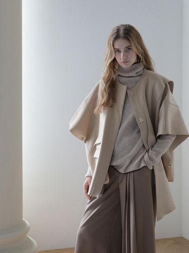 Closer] Drape muffler cashmere cape coat - CAHIERS - Modalova