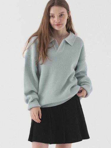 Open Collar Oversized Fit Hachi Knitwear (Sky Blue - PIANER - Modalova