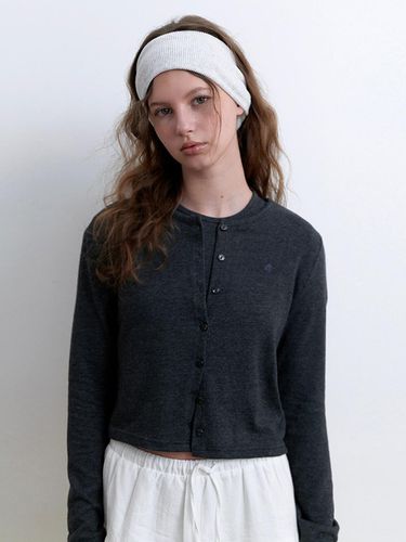 Logo round cardigan set - charcoal - KINDABABY - Modalova