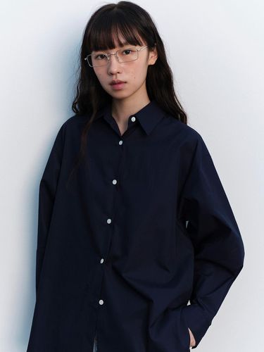 Oversized Cotton Shirt (Navy) - PPB - Modalova