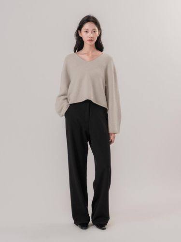 Flat wide basic slacks black - MOMET - Modalova