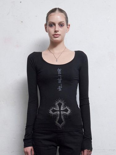 Cross Hotfix Long Sleeve T-shirt [] - HILLDA - Modalova