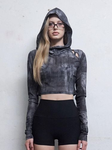 Cowl Neck Cropped Hooded Top [] - HILLDA - Modalova