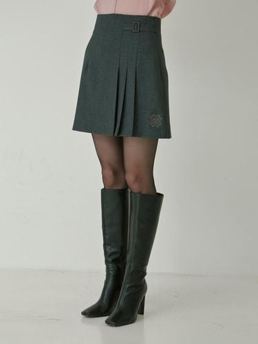 SIDE PLEATS POINT SKIRT_CHARCOAL - mars en avril - Modalova