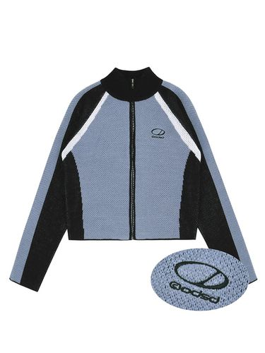 Biker Knitwear Zip-Up Jacket - SKY BLUE - ODD STUDIO - Modalova