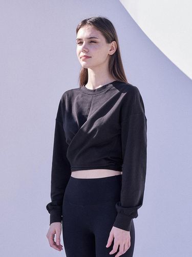 Relaxed Wrap Tie Sweatshirt_Black - REINAMORA - Modalova