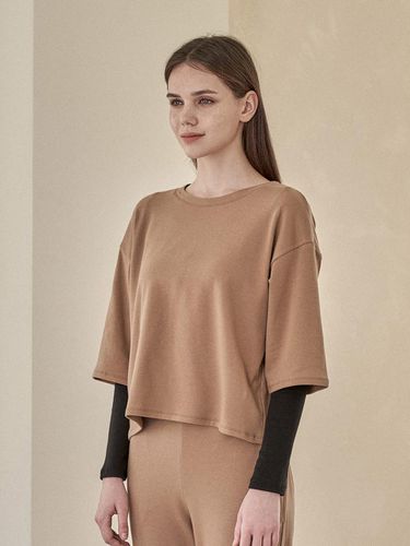 Cotton mesh open back tee_ Brown - REINAMORA - Modalova