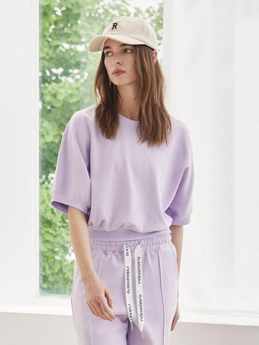 Recycle Crop Short Sleeve Sweatshirt_Lavender Fog - REINAMORA - Modalova