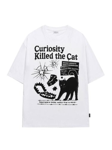 Kitsch Cat Graphic Oversized Fit T-shirt - WHITE - ODD STUDIO - Modalova