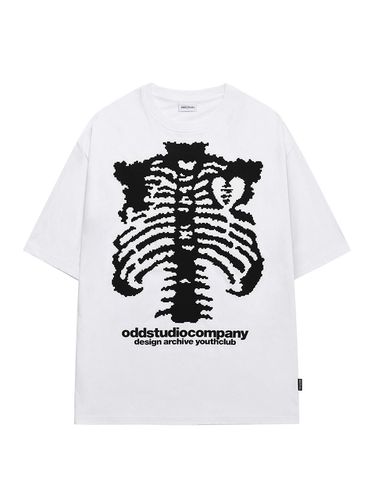 Skull Pixel Graphic Oversized Fit T-Shirt - WHITE - ODD STUDIO - Modalova