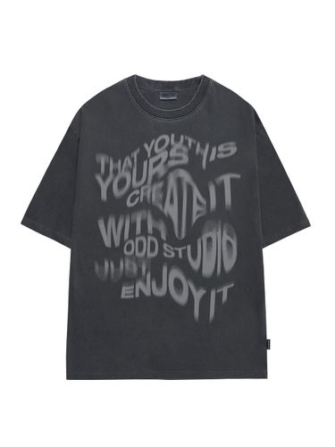 Wave Lettering Pigment Oversized Fit T-shirt - ODD STUDIO - Modalova