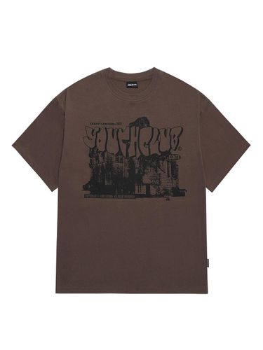 Youth Club Graphic Oversized Fit T-Shirt - BROWN - ODD STUDIO - Modalova