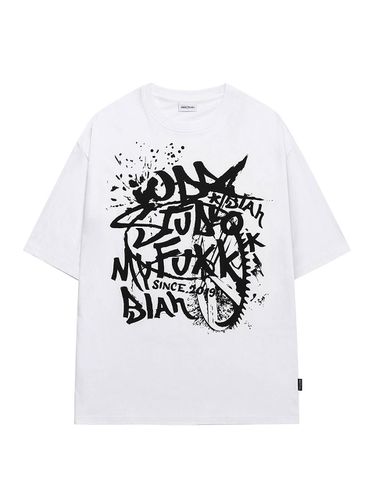 Grunge Graphic Oversized Fit T-shirt - WHITE - ODD STUDIO - Modalova