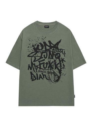 Grunge Graphic Oversized Fit T-shirt - KHAKI - ODD STUDIO - Modalova