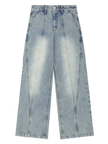 Diagonal slit wide denim pants - LIGHT BLUE - ODD STUDIO - Modalova