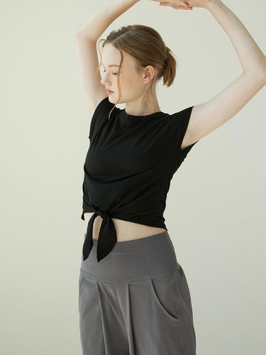 Tie Basic Short Sleeve T-shirt_Black - REINAMORA - Modalova