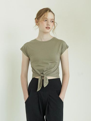 Tie Basic Short Sleeve T-shirt_Khaki Green - REINAMORA - Modalova