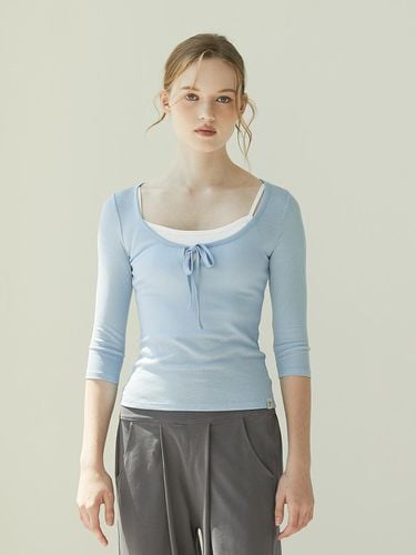 Shell string U-neck 7 sleeve T-shirt_angel's blue - REINAMORA - Modalova