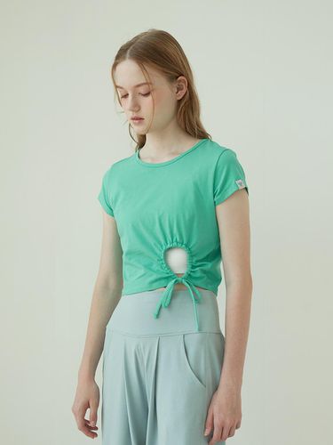 Cut-out Front Short Sleeve T-shirt_Marine Green - REINAMORA - Modalova