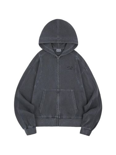 Pigment Cover Stitch Hooded Zip-Up - CHARCOAL - ODD STUDIO - Modalova