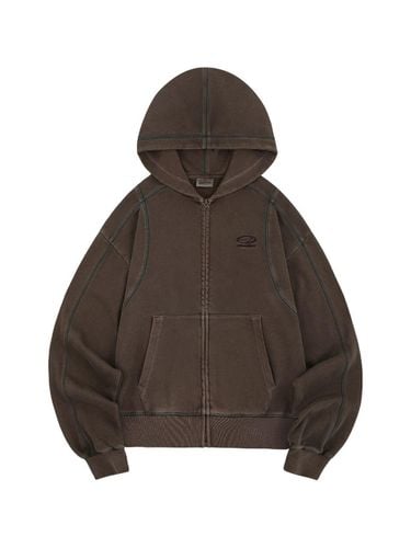 Pigment Cover Stitch Hooded Zip-Up - BROWN - ODD STUDIO - Modalova