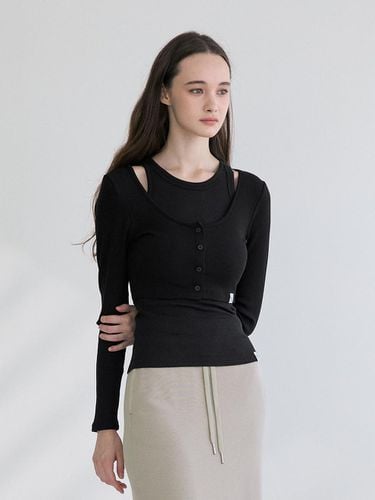 Fine Ribbed Cropped Cardigan_Black - REINAMORA - Modalova