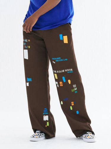 Doodle Print BANDING Pants - Men / Brown - NU PARCC - Modalova