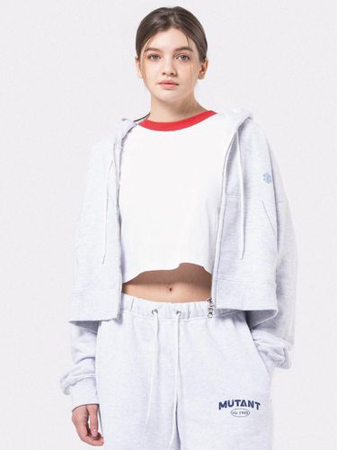 CROP ZIP-UP HOODIE (LIGHT GREY) - MUTZ - Modalova