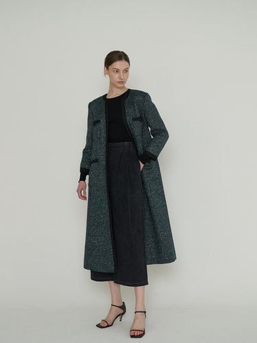 V tweed coat (green) - octobersecond - Modalova