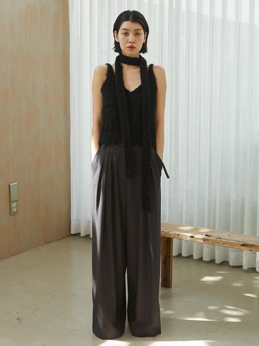 Ribbon Adjust Wide Trouser_Charcoal - J.Chung - Modalova