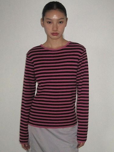 Combi Striped Knit T - Shirts (BLACK & PINK) - PONYTAIL - Modalova