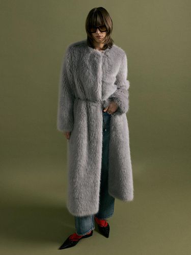 WEATHER maxi long fur coat [lt. grey] - molliolli - Modalova