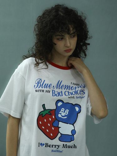 Berry BadBear Tee White - BadBlue - Modalova