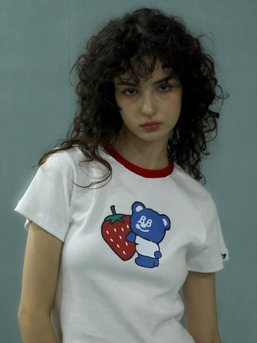 Berry BadBear Slim Tee White - BadBlue - Modalova