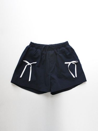 Cotton Ribbon Shorts Navy - BadBlue - Modalova