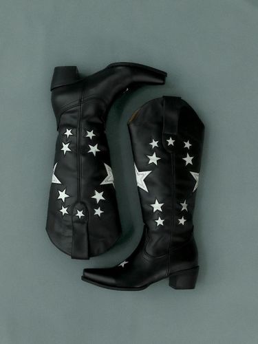 Leather Cowboy Boots Black - BadBlue - Modalova