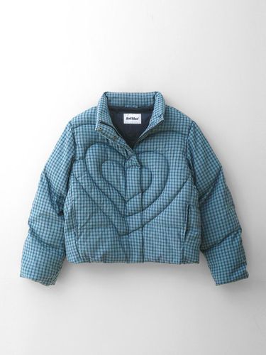 Heart Puffer Jacket Check Blue - BadBlue - Modalova