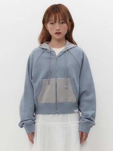 WAFFLE MIXED HOOD ZIP UP [BABY BLUE] - TUOMIO - Modalova