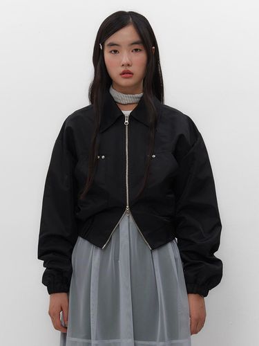 RUFFLE BOMBER JACKET [BLACK] - TUOMIO - Modalova