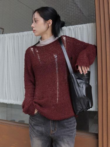 RORA LOOSE KNIT TOP_3COLORS_WINE - HAINT - Modalova