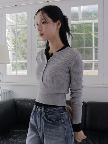 JOLLY ROUND KNIT TOP_3COLORS_MELANGE GRAY - HAINT - Modalova